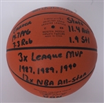 Magic Johnson Autographed & Multi-Inscribed Spalding NBA Basketball LE #17/32 w/ Plastic Display Case Steiner