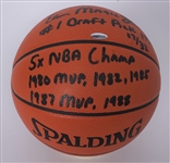 Magic Johnson Autographed & Multi-Inscribed Spalding NBA Basketball LE #17/32 w/ Plastic Display Case Steiner