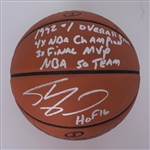 Shaquille ONeal Autographed & Multi-Inscribed Spalding NBA Basketball w/ Plastic Display Case Beckett
