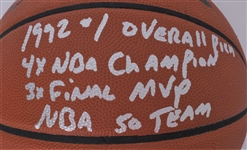 Shaquille O'Neal Autographed & Multi-Inscribed Spalding NBA Basketball w/ Plastic Display Case Beckett