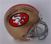 Jerry Rice & Joe Montana Dual Autographed & Inscribed San Francisco 49ers Full Size Authentic Helmet w/ Plastic Display Case Beckett