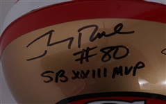 Jerry Rice & Joe Montana Dual Autographed & Inscribed San Francisco 49ers Full Size Authentic Helmet w/ Plastic Display Case Beckett