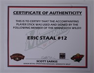 Eric Staal Game Used & Autographed Hockey Stick w/ Team Provenance