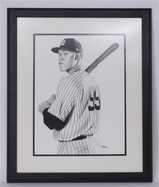 Aaron Judge Original James Fiorentino 14x18 Watercolor Painting Framed 22x27 w/ Fiorentino LOA