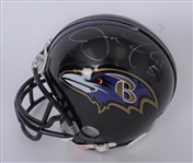 Lot of 2 Joe Flacco & Gary Anderson Autographed Mini Helmets + Flacco 8x10 Photo Beckett