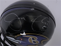 Lot of 2 Joe Flacco & Gary Anderson Autographed Mini Helmets + Flacco 8x10 Photo Beckett