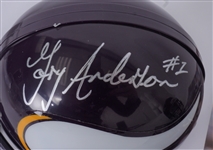 Lot of 2 Joe Flacco & Gary Anderson Autographed Mini Helmets + Flacco 8x10 Photo Beckett