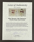 Mike Mussina 1991 Baltimore Orioles Game Used Rookie Jersey w/ Dave Miedema LOA