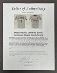 Ozzie Smith 1992 St. Louis Cardinals Game Used Jersey w/ Dave Miedema LOA