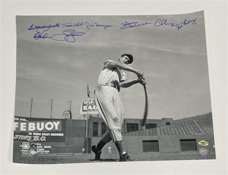 Boston Red Sox Autographed Ted Williams 16x20 Photo Signed by Ex-Sox Players