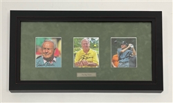 Arnold Palmer, Jack Nicklaus, & Gary Player Autographed & Framed 12x22 Display w/ Beckett LOA