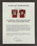 Joe Montana 1990-91 San Francisco 49ers Game Used & Autographed Playoff Jersey w/ Dave Miedema LOA & Beckett