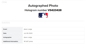 Aaron Judge Autographed & Framed 16x20 Photo MLB & Fanatics