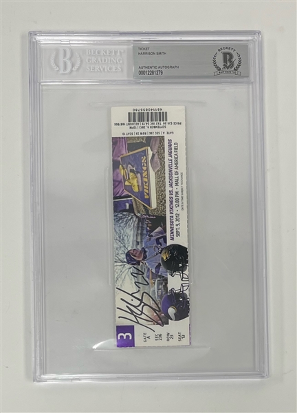 Harrison Smith Autographed & Encapsulated Authentic Ticket From First NFL Game Beckett