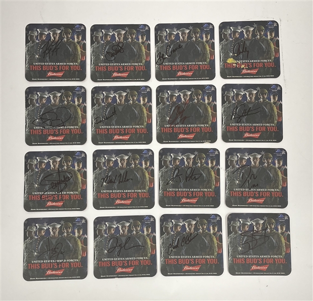 Lot of 16 Golfers Autographed Budweiser Coasters