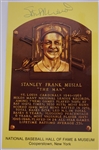 Stan Musial Autographed HOF Plaque Postcard & Stat Sheet Beckett
