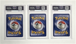 Lot of 3 1999 Hitmonlee, Raichu, & Aerodactyl Rare Holo PSA Graded Pokemon Cards