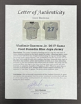 Vladimir Guerrero Jr. 2017 Dunedin Blue Jays Game Used Jersey w/ Dave Miedema LOA