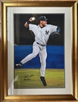 Derek Jeter Autographed & Inscribed Original James Fiorentino “Elite Series” Watercolor Painting Framed 30x40 w/ Fiorentino LOA