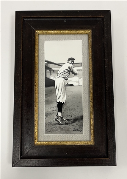 "Shoeless" Joe Jackson Original 4x9 James Fiorentino Watercolor Painting Framed 9x13 w/ Fiorentino LOA