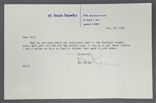 Ben Kerner Signed St. Louis Hawks Letter to Sid Hartman JSA