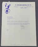 Ben Kerner Signed St. Louis Hawks Letter to Sid Hartman JSA