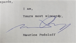 Maurice Podoloff Signed NBA Letter to Sid Hartman w/ JSA LOA