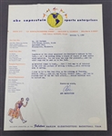 Abe Saperstein Signed Harlem Globetrotters Letter to Sid Hartman w/ JSA LOA
