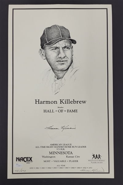 Lot of 8 Harmon Killebrew Autographed HOF NACEX Prints Out of 573 JSA