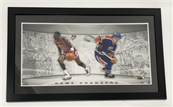 Michael Jordan & Wayne Gretzky Dual Autographed & Framed 18x36 Photo LE #80/150 UDA