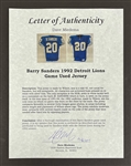 Barry Sanders 1992 Detroit Lions Game Used Jersey w/ Dave Miedema LOA
