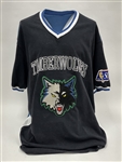 Kevin Garnett 1996-97 Minnesota Timberwolves 50th Anniversary Season Game Used Shooting Shirt w/ Dave Miedema LOA