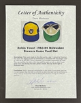Robin Yount c. 1983-84 Milwaukee Brewers Game Used Hat w/ Dave Miedema LOA