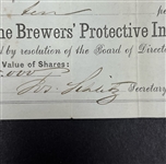 Joseph Schlitz & Jacob Obermann Signed 1868 Check w/ Beckett LOA