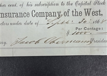 Joseph Schlitz & Jacob Obermann Signed 1868 Check w/ Beckett LOA
