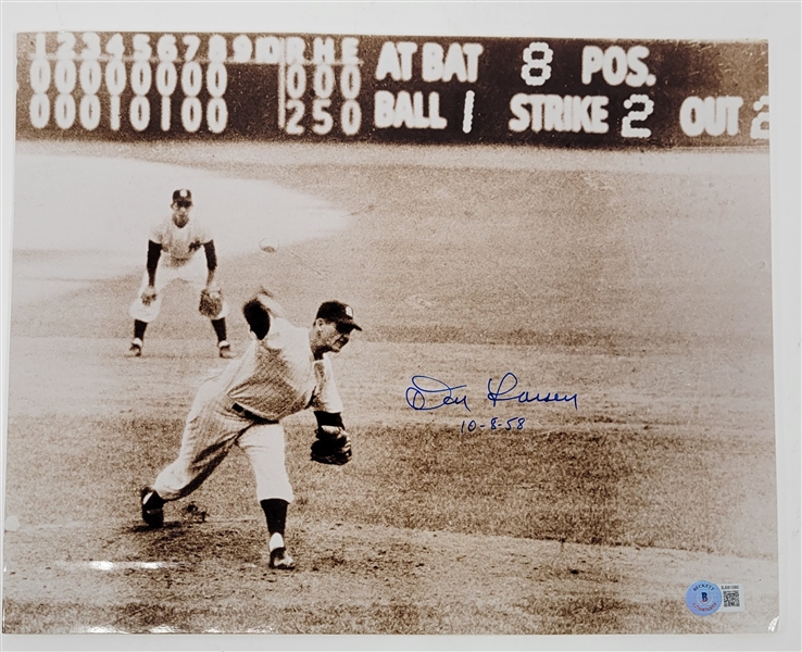 Don Larsen Autographed & Inscribed 11x14 Photo Beckett