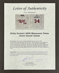 Kirby Puckett 2000 Minnesota Twins Game Issued & Autographed Jersey w/ Dave Miedema  & Beckett LOA's