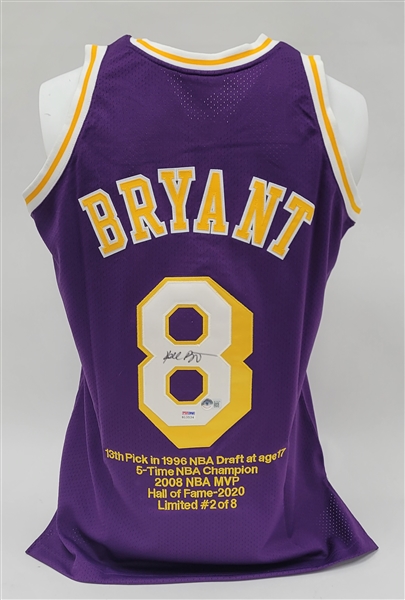 Kobe Bryant Autographed 1996-97 Mitchell & Ness Rookie Los Angeles Lakers Jersey LE #2/8 PSA/DNA & Beckett LOA