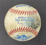 Kirby Puckett Autographed 1991 World Series Game 6 Game Used Baseball w/ Beckett LOA & Provenance