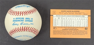 Mark McGwire Autographed OAL Baseball w/ Card Beckett LOA