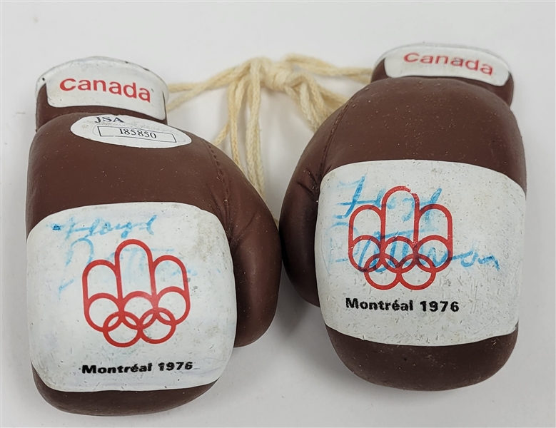 Floyd Patterson Autographed Mini Boxing Gloves JSA