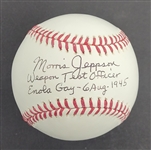 Morris Jeppson Autographed & Inscribed Baseball w/ Beckett LOA