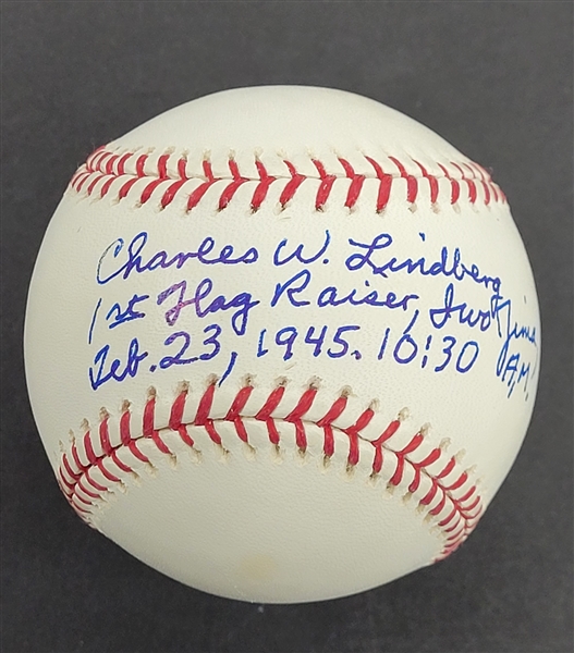 Charles W. Lindberg Autographed & Inscribed Baseball w/ Beckett LOA