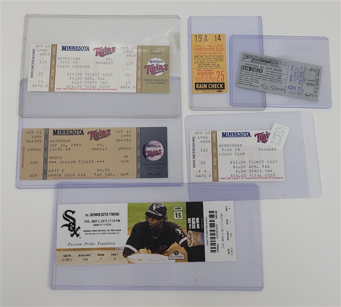 Lot of 6 Minnesota Twins No-Hitter Tickets & Ticket Stubs