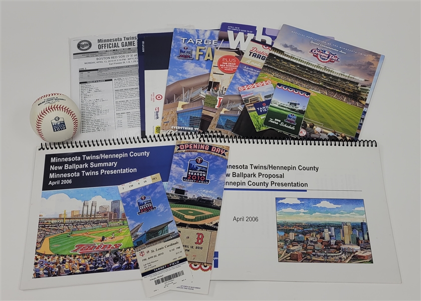 Minnesota Twins Target Field Inaugural Season Collection w/ First Game Ticket, Press Notes, & More