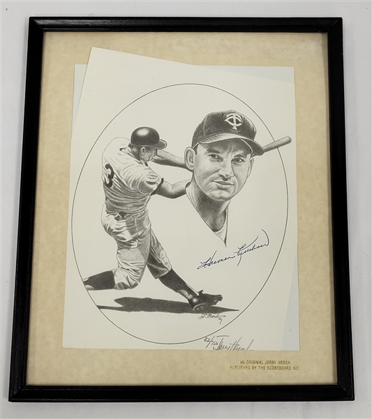 Harmon Killebrew Autographed Original 10.5x13 Jerry Hersch Pencil Sketch LE#32/750