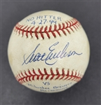 Scott Erickson Game Used & Autographed Baseball From No-Hitter & Autographed Ticket