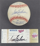 Scott Erickson Game Used & Autographed Baseball From No-Hitter & Autographed Ticket