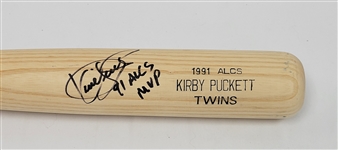 Kirby Puckett Autographed & Inscribed 1991 Game Issued ALCS Bat w/ Beckett LOA