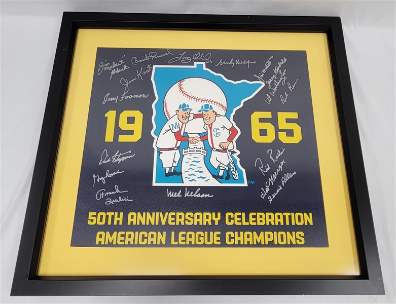 1965 Minnesota Twins Team Signed & Framed 50th Anniversary Reunion Poster w/ Twins LOA
